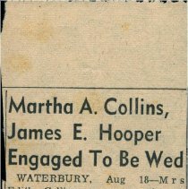 "Martha A. Collins, James E. Hooper Engaged To Be Wed"
