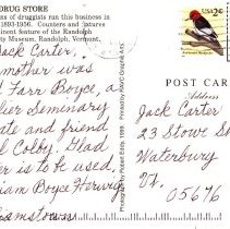 "Postcard to Jack Carter from Miriam Boyce Herwig"