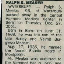 Obituary - Ralph S. Meaker