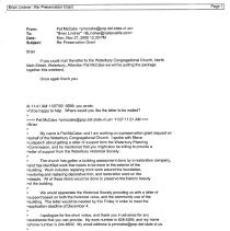 Email from Pat McCabe to Brian Lindner - Re: Restoration Grant