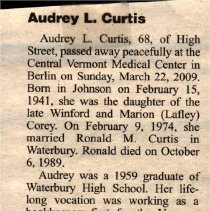 Audrey L. Curtis - obituary