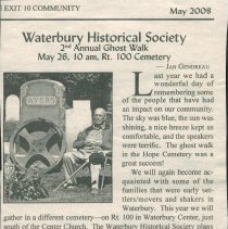 "Waterbury Historical Society, 2nd Annual Ghost Walk, Rt 100 Cemetery"