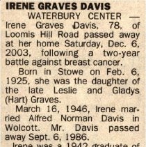 Irene Graves Davis - obituary