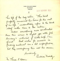 Letter to Theron Dean from Miss Pauline Moody