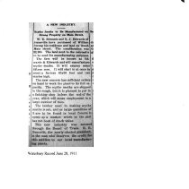 "Scythe Snaths to Be Manufactured On Strong Property On Main Street"