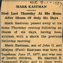 "Mark Eastman obituary"