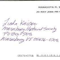 Letter to Linda Kaiser of the Waterbury Historical Society from Ted DeRochi