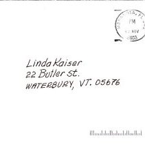 Letter from Ted DeRochi to Linda Kaiser of Waterbury Historical Society