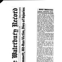 "Drive Unidentified - Struck Crossing Road Between Home and Barn"