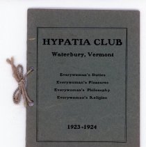 "Hypatia Club, Waterbury, Vermont - 1923-1924