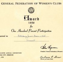 Waaterbury Junior Woman's Club 1956-1957