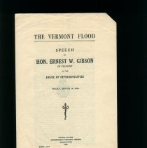 "The Vermont Flood - Speech of Hon. Ernest W. Gibson of Vermont"