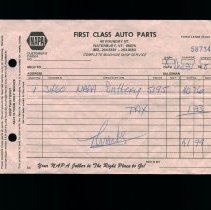 Automobile Supply Receipts