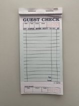 Guest Check pad used at the Noodle Cafe