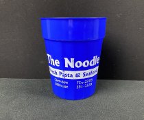 Blue plastic cup from The Noodle Cafe