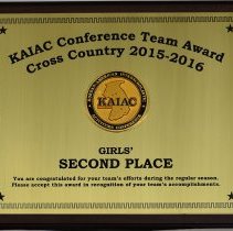 KAIAC Conf. Team Award - Girls' Cross Country Second Place Plaque - 2015-2016