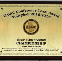 KAIAC Conf. Team Award - Boys' Blue Div. Volleyball Championship Plaque - 2016-2017