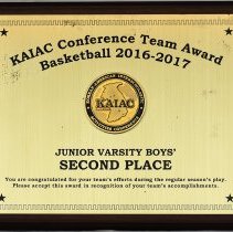 KAIAC Conf. Team Award - Junior Varsity Boys' Second Place Plaque - 2016-2017