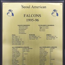 Seoul American Falcons Plaque 1995-1996