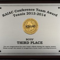 KAIAC Conf. Team Award - Boys' Tennis Third Place Plaque - 2013-2014