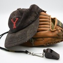 "Y" Athletic Cap, Whistle, and Baseball Glove