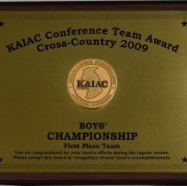 KAIAC Conf.Team Award - Boys' Cross-Country Championship First Place Team Plaque - 2009