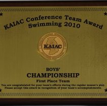 KAIAC Conf. Team Award - Boys' Swimming Championship First Place Team Plaque - 2010