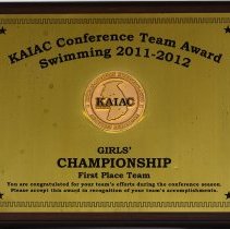 KAIAC Conf. Team Award - Girls' Swimming Championship First Place Team Plaque - 2011-2012