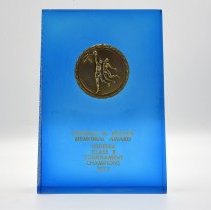 Charles H. Hollen Memorial Award. USDESEA Class B Tournament Champions. 1972. Blue with gold emblem.