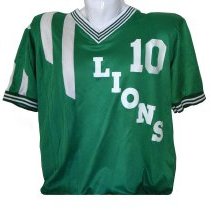 Soccer Jersey. Green with white lettering. #10 Lions.