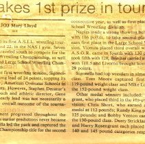 Newspaper Article. "Sig takes 1st Prize in Tourney" 1991