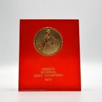 USDESEA Regional Girls Champions 1975. Red with Gold emblem