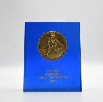 USDESEA Regional Girls Champions 1972 Tennis. Blue with Gold Emblem.