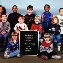 5x7" Color photo. Class photo. Darmstadt Elementary School. 1997-98
Ms. Plubell Kindergarten