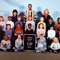 5x7" Color photo. Class photo. Darmstadt Elementary School. 1997-98
Ms. Kaurin and Mr. Stewart. 1st Grade