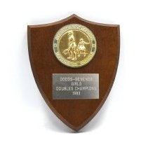 DoDDS Benenor Girls Doubles Champions 1983. With Gold emblem.