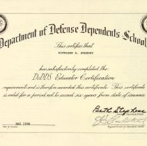 Department of Defense Dependents Schools, DoDDS Educators Certification. Kathleen A. Sweeney. May 1986