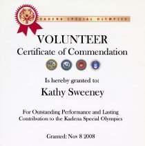 Volunteer Certificate of Commodation. Nov. 8, 2008