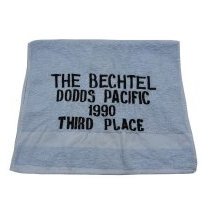Ceremonial Towel. The Bechtel DoDDS Pacific 1990 Third Place. Blue with black lettering.