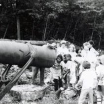 Black and white,  5x3.5". Outdoor Classroom. Queenie Dimla; Connie Wilson; Mary Babitz; Robin Veasey; Brennen Begly; Sue Marlin, Nurse; Lee Skinner, Teacher/Instructor