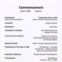 Berlin American High School. Farewell Booklet. 1988.