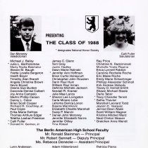 Berlin American High School. Farewell Booklet. 1988.