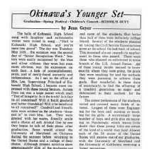 Kubasaki American High School, Okinawa School Memories. Student Columns and