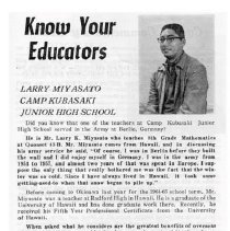 Kubasaki American High School, Okinawa School Memories. Student Columns and