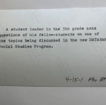 Iceland Elementary School classes pilot Social Studies Program, "DATABANK."