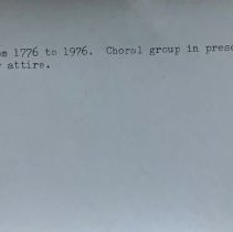 BiCentennial performance and preparation. 1976