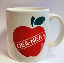 Coffee Mug. OEA-NEA with Red Apple.