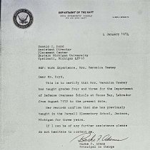 Letter To Donald Boyd, Eastern Michigan U Concerning Veronica Tawney Januar