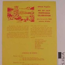 Program from 4th of July Statehood Celebration 1959