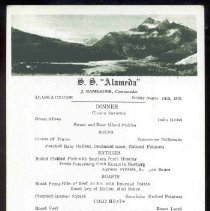 Dinner Menu, SS Alameda, Alaska Line